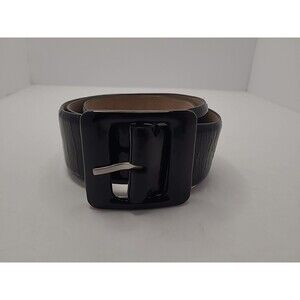Y2K Ann Taylor Wide Dress Belt Womens Sz Medium Black Patent Genuine Leather
